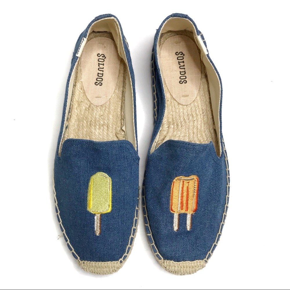 Soludos Denim Popsicles Smoking Slipper Espadrilles Size 9 - Picture 1 of 8